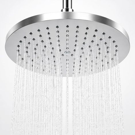 Pomme de Douche Ronde 8.7 Pouces Douche de Pluie, Pomme de Douche Cascade Jets Anti-calcaire, Grand Pommeau de Douche Réglable Acier Inoxydable, 22cm Chrome Argent (1/5)