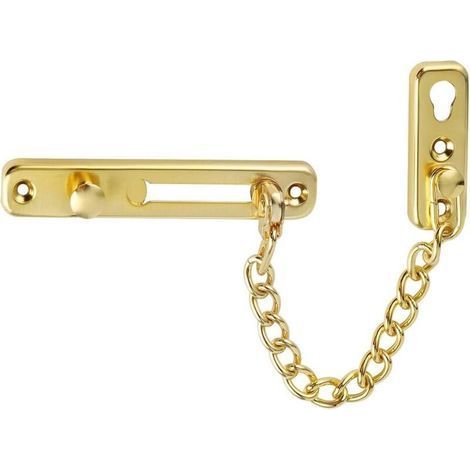 Security Door Chain Narrow Door Limiter Spring Anti-Theft Door Latch with Screws for Home Internal Door, Golden Stainless Steel (1/5)