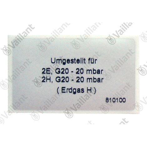 VAILLANT Aufkleber Erdgas H Vaillant-Nr. , 0010047555