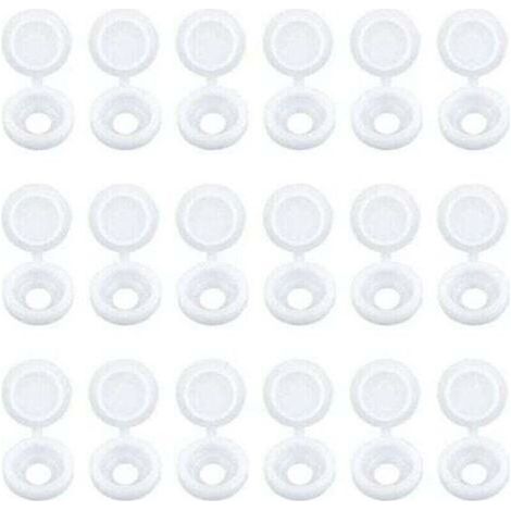 Lot de 100 Capuchons Blanc de Vis à Charnière Bouchons à Vis en Plastique pour Meubles Placards Étagères (1/4)