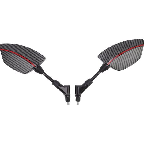 Coppia di specchietti retrovisori per moto, rotazione a 360 gradi, vetro convesso universale per scooter e ATV con base da 8 mm, colore rosso. (1/5)