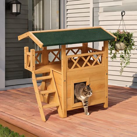 Maison pour chat 2 niveaux 77 x 50 x 73 cm (1/5)