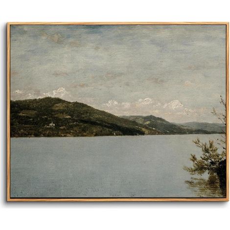 Vintage Leinwandbild Holzrahmen 30x40 cm Bergsee WohnzimmerGemälde (1/5)