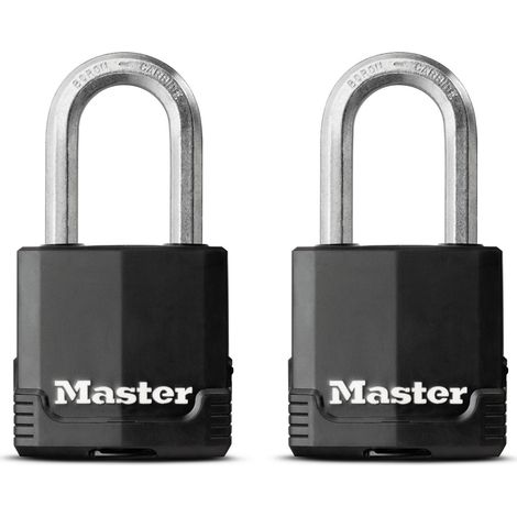 Master Lock Vorhängeschloss mit Schlüssel Excell schwarzem Stahl 50 mm - 2 Stück