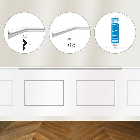 Kit DIY Encadrement - Cimaise 200 cm PX175 + 2 cadres PX201 + colle - Soubassement Orac (1/3)