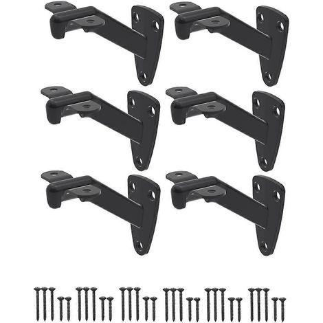 Hand Rail Brackets for Stairs- 6 Pcs Handrail Brackets for Indoor-Black- (1/5)