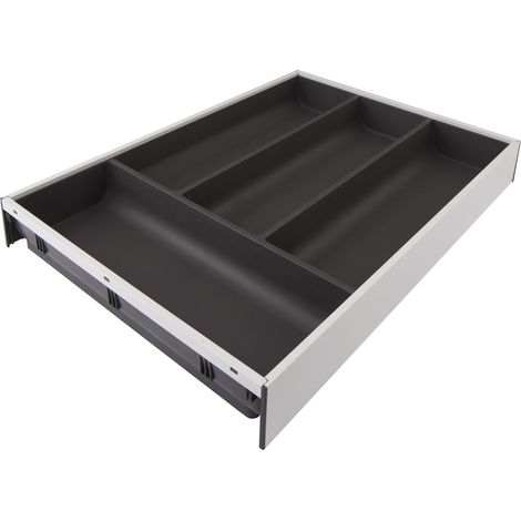 Blum Ambia-Line Besteckkasten 425x300x50, Stahl seidenweiß oriongrau matt