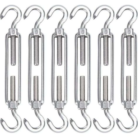 M5 Tendeur Cable Acier Inoxydable, Lot de 6 Tendeur de Fil Crochet et Crochet Réglable Heavy Duty Tension Hook & Hook pour Corde Cable Fil à Linge, Grillagefor Sun Shade Installation (1/5)