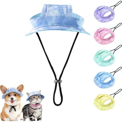 Hunde-Sonnenhut & -Cappy, Hunde-Baseballkappe, Hunde-Sommerkappe & Katzenhut mit 2 Ohrenlöchern, Hunde-Sonnenhut für S/M/L (Blau) (1/5)