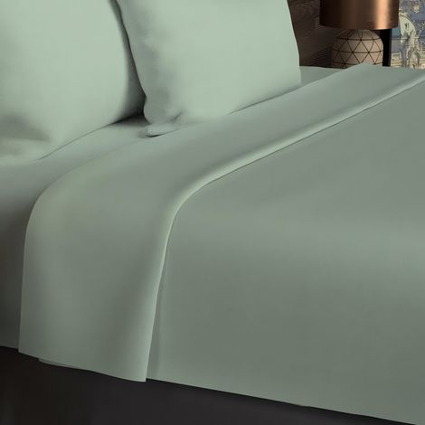Drap plat en coton 57 fils 180x290 cm UNI vert d'eau, par Soleil d'ocre