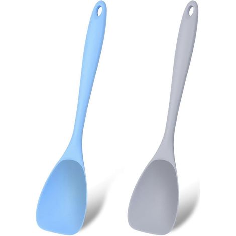 Mabor 2er-Pack große Silikonlöffel zum Kochen, Silikonspatel-Set mit Antihaftbeschichtung, geschlitzten und massiven Löffeln sowie nahtlosen Antihaft-Schabern zum Backen und Mixen (1/4)