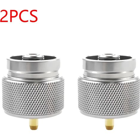 Adaptateur pour réservoir de gaz de réchaud de camping portable (lot de 2) - Convertisseur de gaz pour recharge de propane - Connecteur pour brûleur à gaz - Fournitures de camping (1/2)