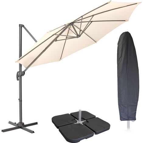 SVITA Ampelschirm 3m mit Schutzhülle Sonnenschirmständer Beige