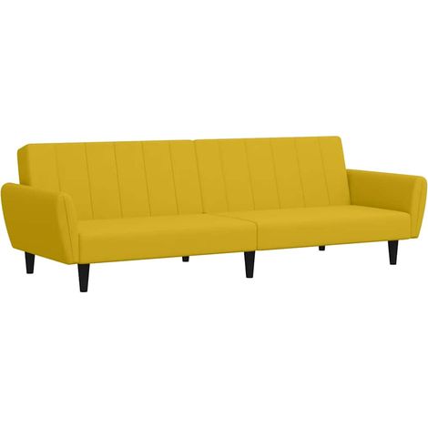 Canapé Sofa-lit 2 places jaune velours (1/5)