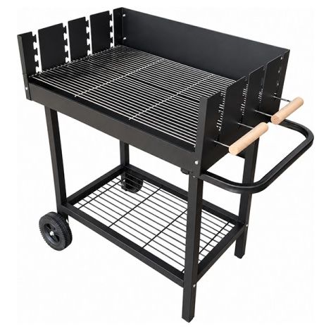 Cook'In Garden – Barbecue à charbon SERENA 12 couverts – Surface de cuisson L 73 x l 46 cm – Structure en acier peint – Grilles en acier chromé