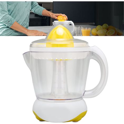 Petit presse-agrumes électrique automatique pour citrons et oranges, pressant la pulpe et séparant le jus.
