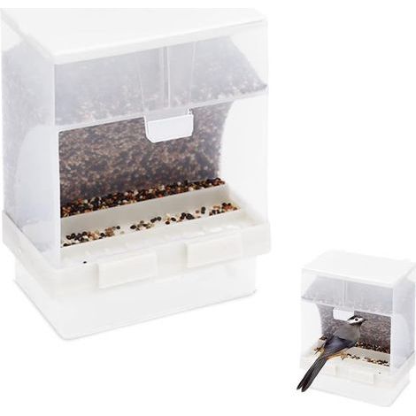 automatischer Futterautomat, transparenter Kunststoff, gebogenes Spritzschutzdesign, für Papageienkäfige (1/5)