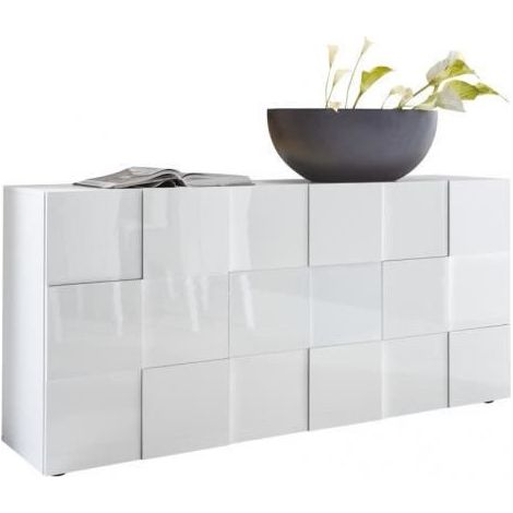Les Tendances – Buffet 3 portes en bois L181 cm – Style damier moderne – Largeur 42 cm – Hauteur 84 cm – Fabrication 100% italienne – Labellisé FSC (1/5)