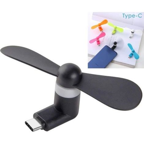 Mini Ventilateur - Universel - Type-C - Portable - 8,5 cm - Noir