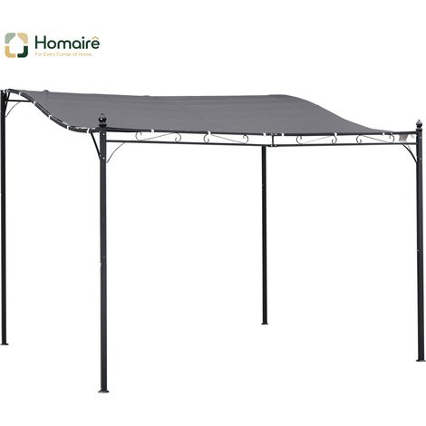HOMAIRE Pergola Gartenpavillon Métall Gris pour Jardin Terrasse Balkon