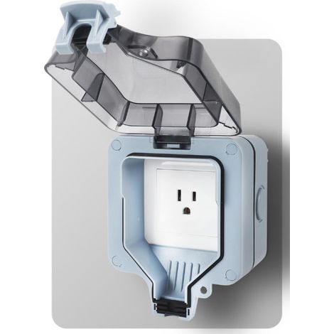 Prise de courant murale étanche d'extérieur  Prise unique de 15 A avec couvercle à interrupteur 1 interrupteur IP66 résistant aux intempéries pour une utilisation en extérieur (1/5)