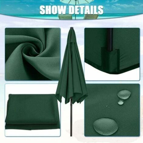 Housses de rechange pour parasols de jardin diamètre 3 m, 6 branches, accessoires compatibles avec auvents et parasols extérieurs – couleur verte