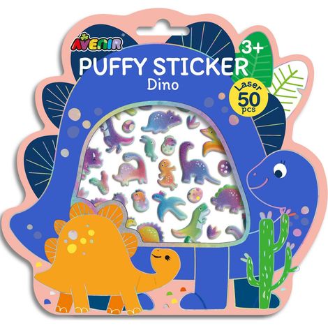 Dino Puffy Sticker für Kinder, lustige und farbenfrohe Designs