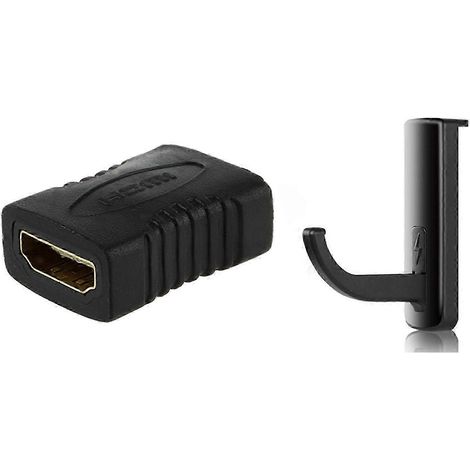 1 adaptateur HDMI femelle-femelle et 1 support mural pour casque/écran d'ordinateur avec crochet (1/5)