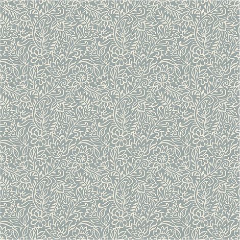 Ruskin Blue Wallpaper Floral Trail Cream Botanical Natural Pattern Grandeco (1/4)