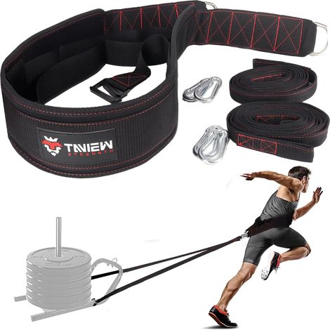 Ceinture de traction pour entraînement de force (noir et rouge) (1/5)