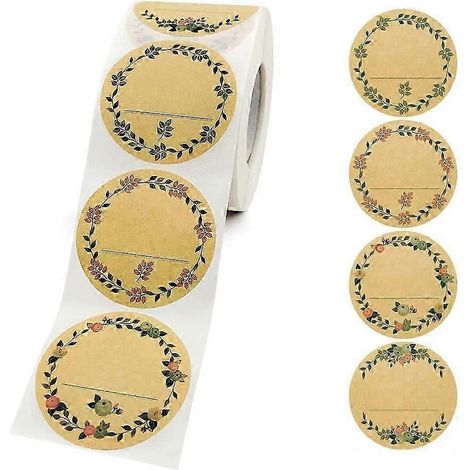 Rouleau de 500 étiquettes adhésives (5 x 5 cm) pour commerçants, loisirs créatifs, bocaux, conserves et étiquettes de prix (1/5)