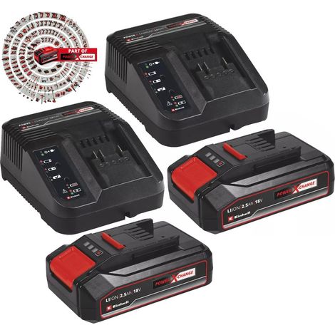 Einhell 18v / 36v Power X-Change Kit - 2x 2.5Ah Battery + 2x 3ah Fast Charger (1/5)