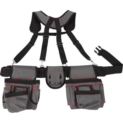 Ceinture porte-outils professionnelle avec bretelles, 12 poches, pour électriciens, menuisiers, jardiniers et chantiers de construction intensifs (1/5)