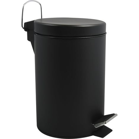 Papelera de baño de acero inoxidable con cubo interior extraíble - Elegante papelera con pedal - Compacta y práctica - Color negro - 5 l (1/5)