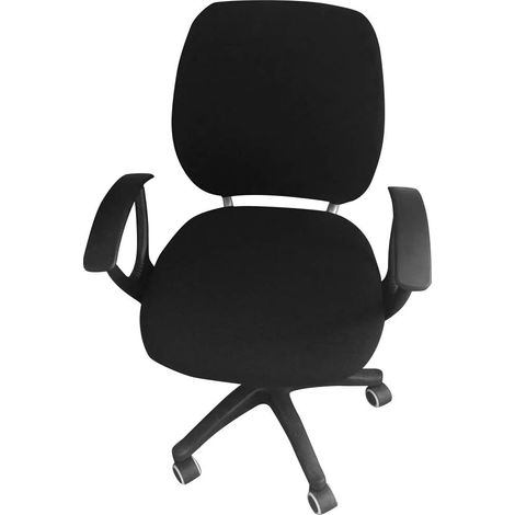 Housse De Chaise - Universelle Extensible Pour Chaise Pivotante Bureau Ordinateur - Polyester Respirant Anti-Poussière - Noir - 1 Pièce (1/5)