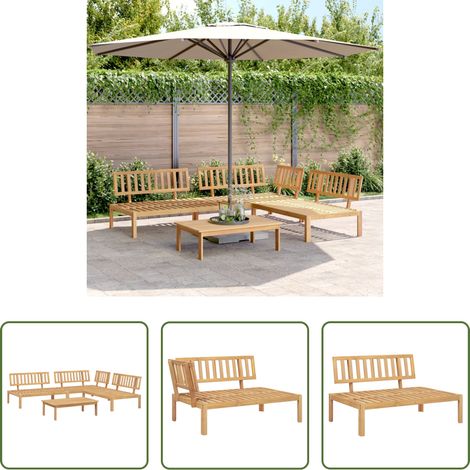vidaXL Sofás de madera -  Set de sofás de palets de jardín 4 pzas madera maciza de acacia (1/5)