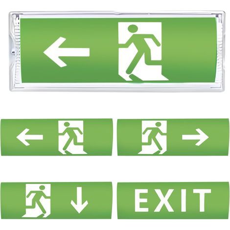 LED Emergency Light, IP65 Waterproof, 4 Pictograms, Green Plastic, Indoor/Outdoor Wall Mount (1/5)