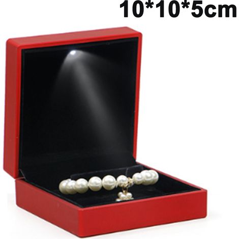 Boîte à bagues LED, élégante boîte à bijoux lumineuse LED pour ranger et présenter vos bagues (format boîte à bracelets)