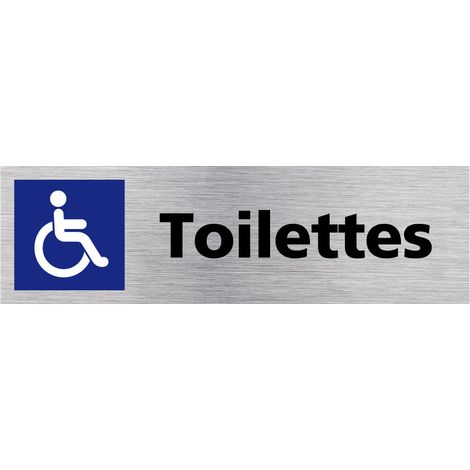 Pictogramme TOILETTES HANDICAPES (Q0127).- Adhésif aspect aluminium brossé - (1/5)