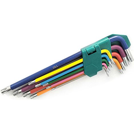 Clé étoile longue 9 pièces en acier chrome vanadium, jeu de clés Torx pour réparation, assortiment de clés coudées (1/3)