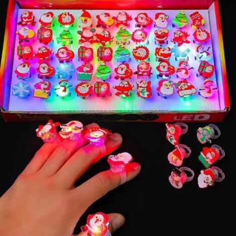 Lot de 40 anneaux lumineux LED pour les doigts, idéal pour les fêtes d'anniversaire d'enfants, les festivals de musique ou Noël. (1/4)
