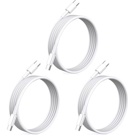Lot de 3 Câble USB-C 2m Charge Rapide Transfert Données iPhone 16 15 iPad Mac Blanc