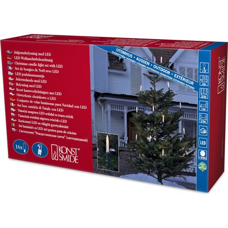 Guirlande de Sapin à Ampoule Bougie + 16 LED Blanc Chaud + Prise Divisible 230 V (1/3)