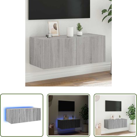 LED-Leuchten - TV-Wandschrank mit LED-Leuchten Grau Sonoma 80x35x31 cm (1/5)