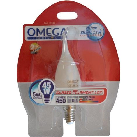 LAMPADA LED 5W C35 SOFFIO DI VENTO E14 3000K,  VETRO MILKY