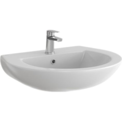 Lavabo 60 cm da bagno in ceramica bianca con foro rubinetto e troppo pieno vitra normus neo 8227l003-0001 (1/2)
