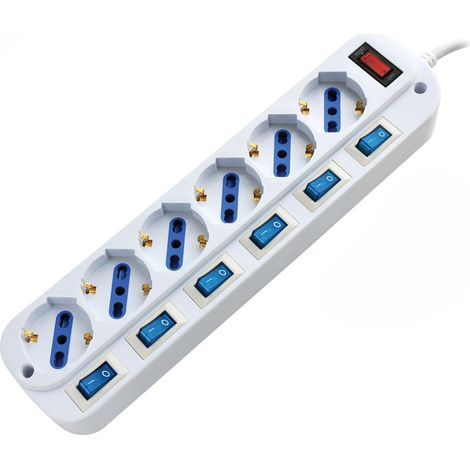 Multiprise 6 Prises Schuko Interrupteurs Indépendants Câble 1,5M Puissance 3500W Fiche Italienne Coudée 90 Degrés 16A Haute Performance Seo (1/3)