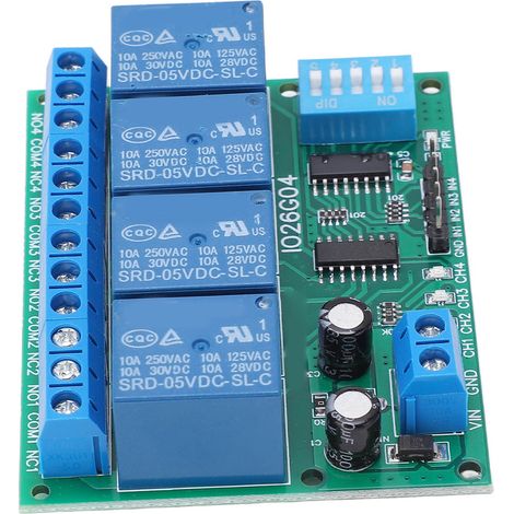 Relaismodul DIP 4-Kanal-Steuerplatine Schalterregler DC 5V Zubehör für Elektronik (1/5)
