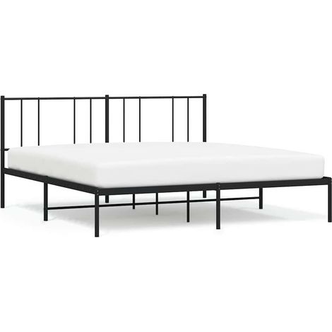Maison Exclusive - Cadre de lit mĂ©tal sans matelas avec tĂȘte de lit noir 193x203cm (1/5)