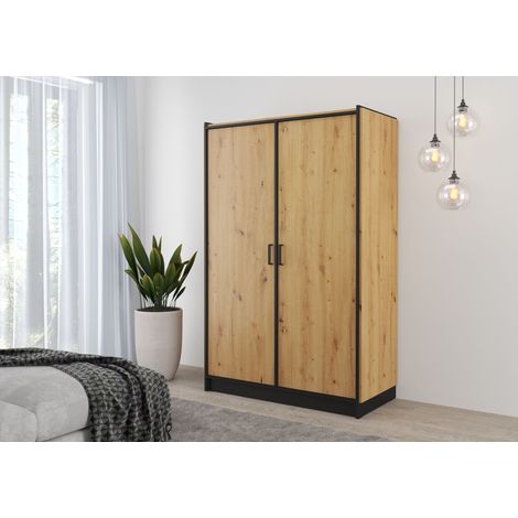 Karia 2-türig Kleiderschrank Drehtürenschrank Wäscheschrank Schrank Eiche (1/5)